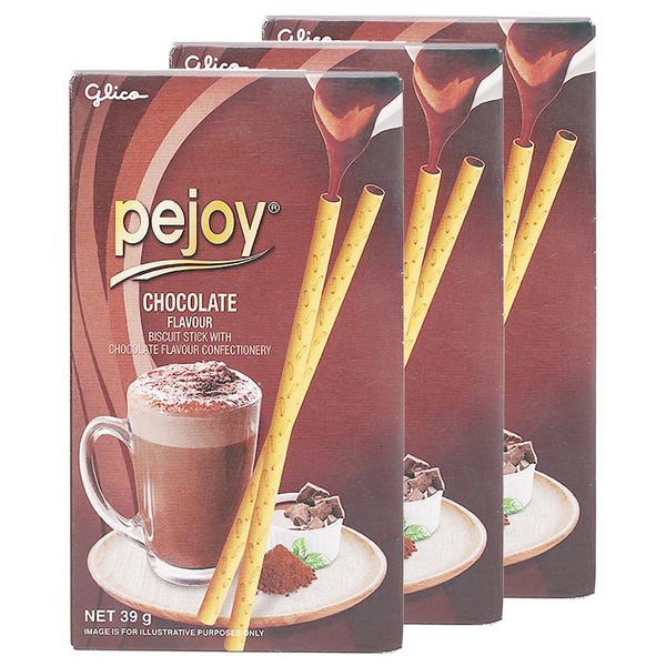  Bánh que Glico Pejoy nhân kem socola bộ 3 hộp x 39g 