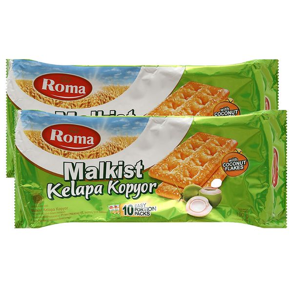  Bánh quy giòn vị dừa Malkist Roma bộ 2 gói x 190g 