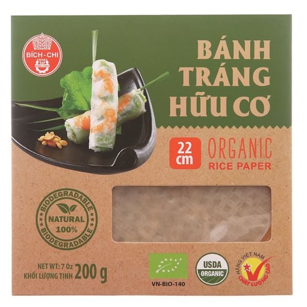  Bánh tráng hữu cơ 22cm Bích Chi hộp 200g 