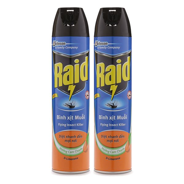  Bình xịt muỗi Raid hương Cam chanh bộ 2 chai x 600ml 