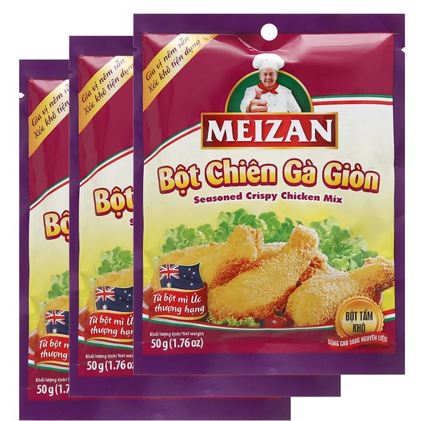  Bột chiên gà giòn Meizan bộ 3 gói x 50g 