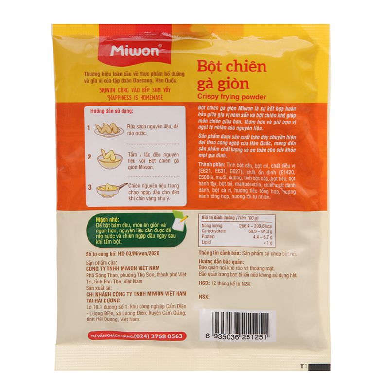  Bột chiên gà giòn Miwon gói 70g 