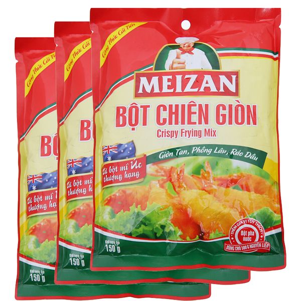  Bột chiên giòn Meizan nhãn đỏ bộ 3 gói x 150g 