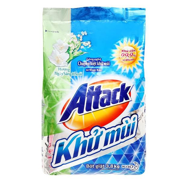  Bột giặt Attack khử mùi hương ngày sảng khoái túi 3,8kg 