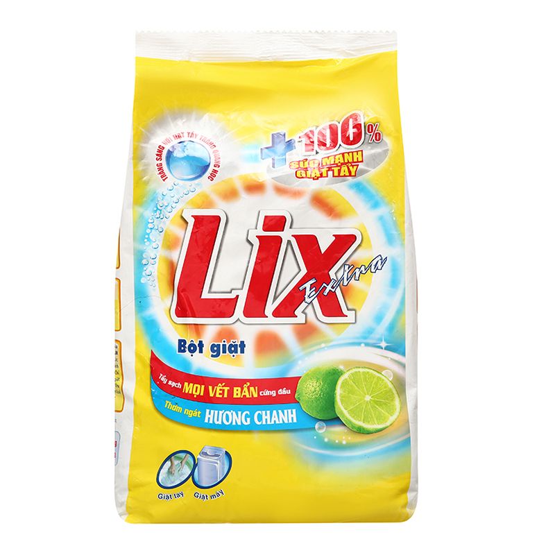  Bột giặt Lix Extra hương chanh túi 2,4 kg 