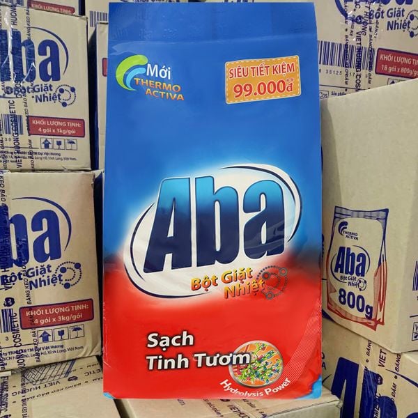  Bột giặt nhiệt Aba sạch tinh tươm thùng 3 túi x 5,7 kg 