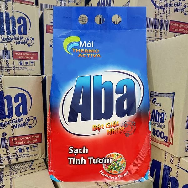  Bột giặt nhiệt Aba sạch tinh tươm thùng 4 túi x 2,9 kg 