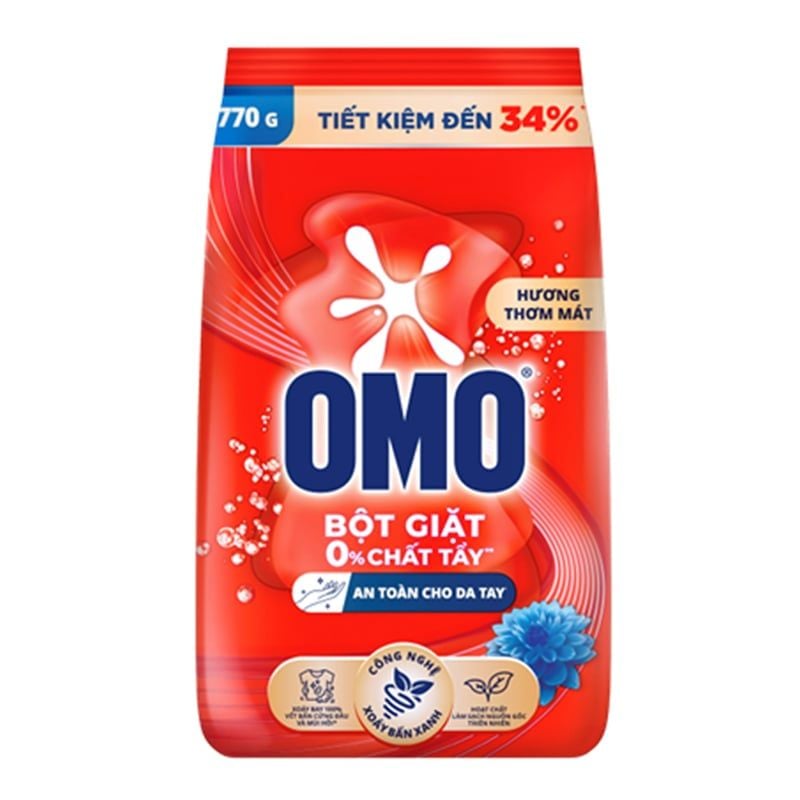  Bột giặt OMO đỏ hệ bọt thông minh gói 770 g 