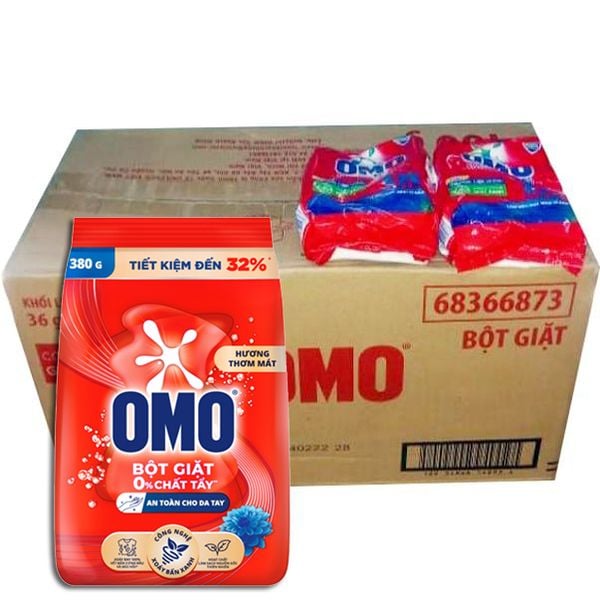  Bột giặt OMO đỏ không chất tẩy thùng 36 gói x 380g 