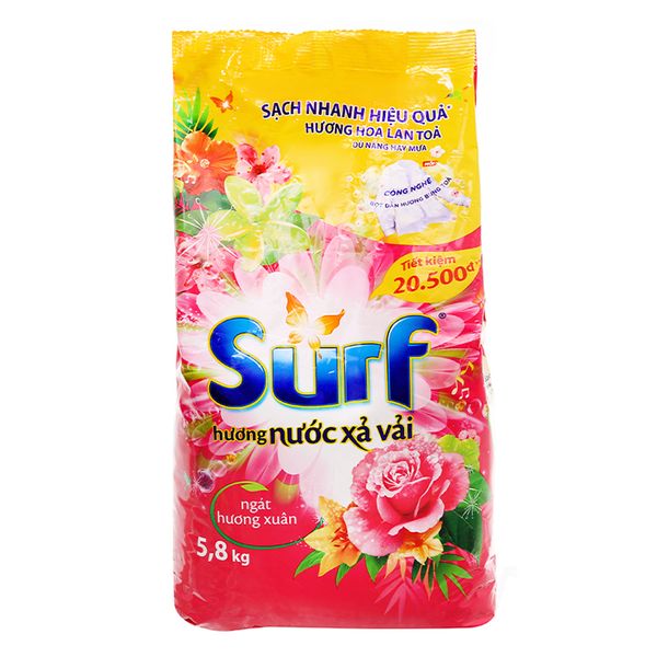  Bột giặt Surf hương nước xả vải gió xuân nồng nàn gói 5,8 kg 