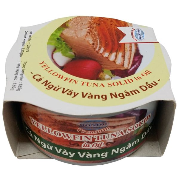  Cá ngừ vây vàng ngâm dầu Monde Premium hộp 185g 