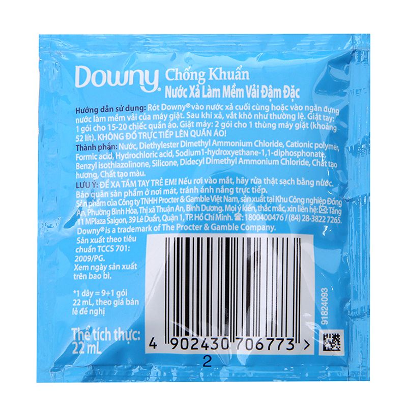  Nước xả vải Downy chống khuẩn gói 22ml 