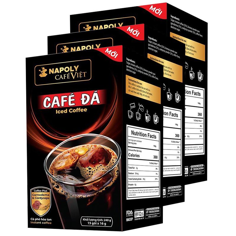  Cà phê đen đá hòa tan Napoli thùng 40 hộp 15 gói x 16 g hộp 240g 