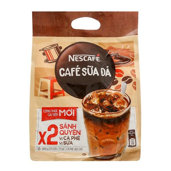  Cà phê sữa đá NesCafé công thức mới 25 gói x 24g bịch 600g 