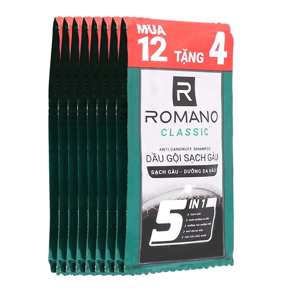  Dầu gội sạch gàu Romano Classic dây 12 gói x 5g 