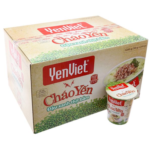  Cháo yến Yến Việt đậu xanh thịt bằm thùng 24 ly x 50g 