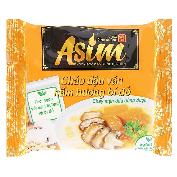  Cháo dinh dưỡng ASIM Gấu Đỏ vị đậu ván nấm hương bí đỏ gói 73g 