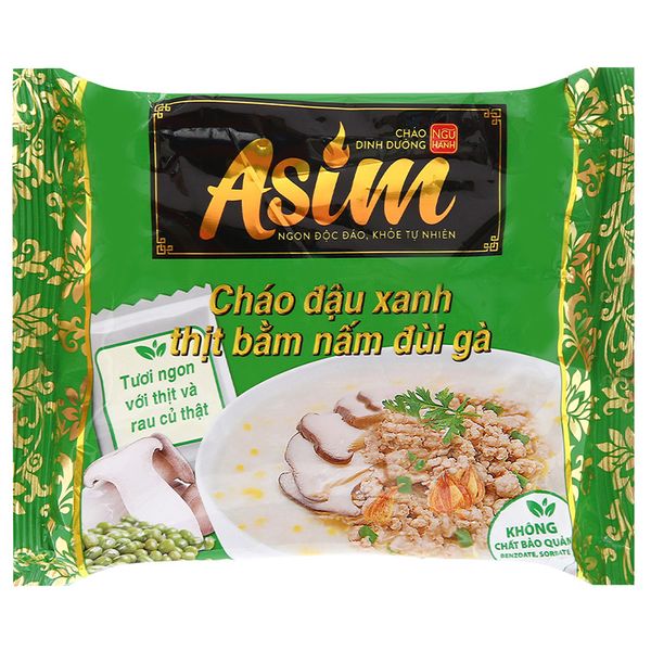  Cháo dinh dưỡng ASIM Gấu Đỏ vị đậu xanh thịt bằm nấm đùi gà gói 74g 