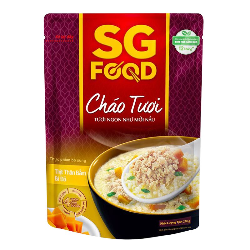  Cháo tươi Sài Gòn Food thịt thăn bằm bí đỏ bộ 3 gói x 240g 