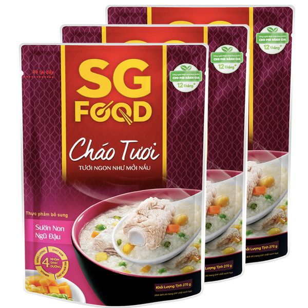  Cháo tươi Sài Gòn Food sườn non ngũ đậu bộ 3 gói x 270g 