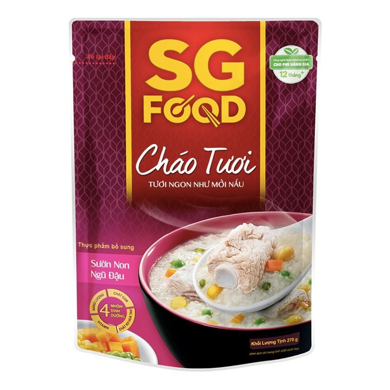  Cháo tươi Sài Gòn Food sườn non ngũ đậu bộ 3 gói x 270g 