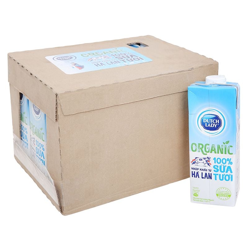  Sữa tươi hữu cơ tiệt trùng Dutch Lady 100% Organic nguyên chất thùng 12 hộp x 1 lít 