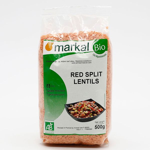  Đậu lăng đỏ cam san hô hữu cơ Markal gói 500g 