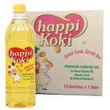  Dầu ăn cao cấp Happi Koki thùng 12 chai x 1 lít 
