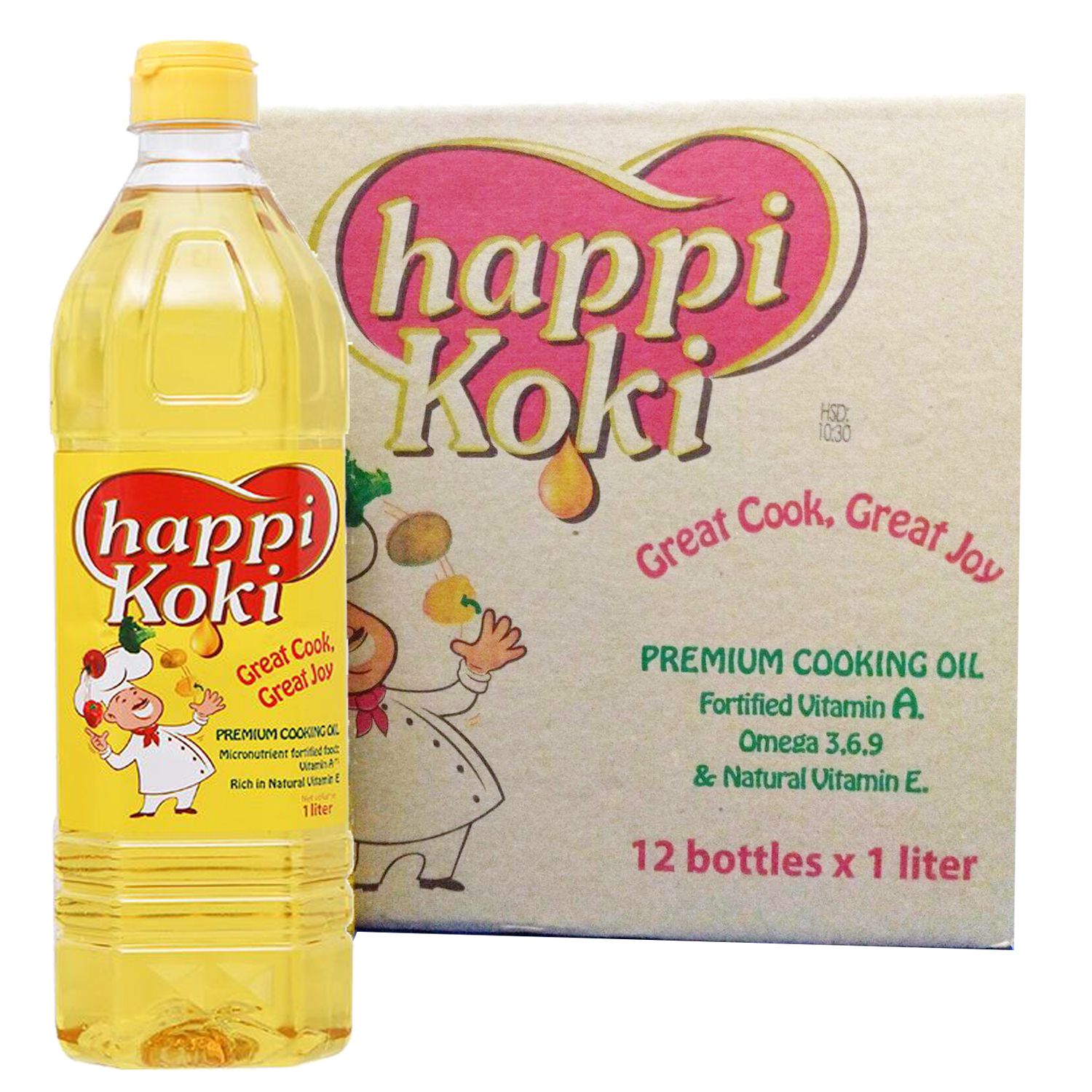  Dầu ăn cao cấp Happi Koki thùng 12 chai x 1 lít 