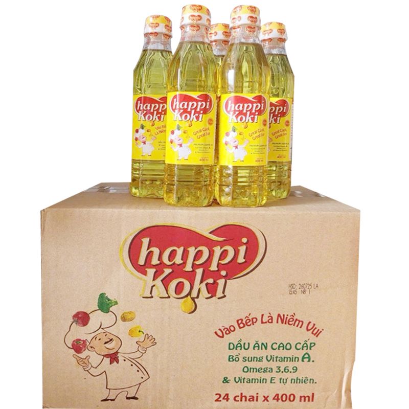 Dầu ăn cao cấp Happi Koki thùng 24 chai x 400ml 