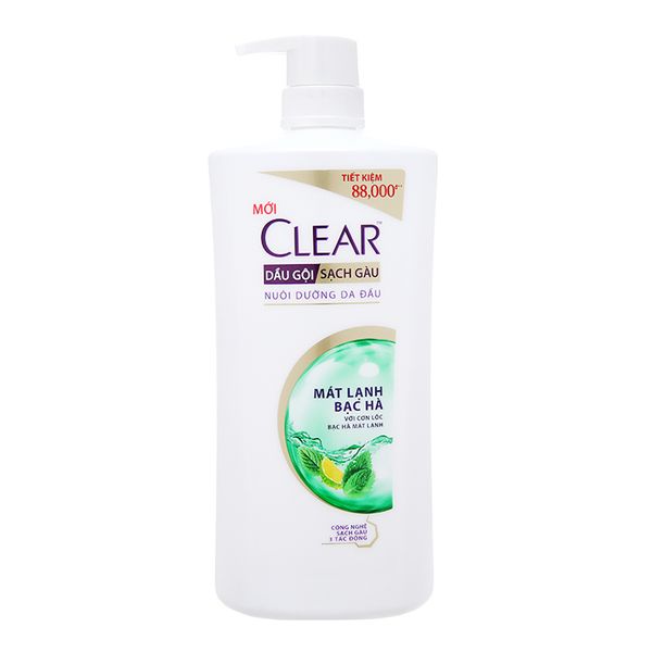  Dầu gội Clear mát lạnh bạc hà sạch gàu ngứa vi khuẩn chai 880 g 