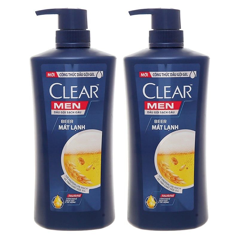  Dầu gội Clear Men Beer sạch gàu mát lạnh bộ 2 chai x 650g 