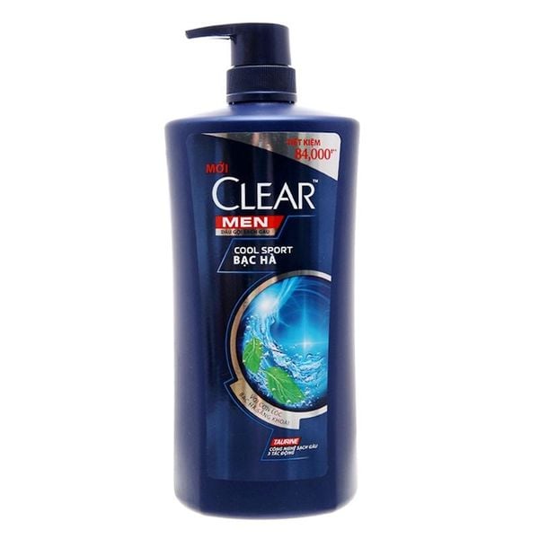  Dầu gội Clear Men sạch gàu bạc hà chai 880g 