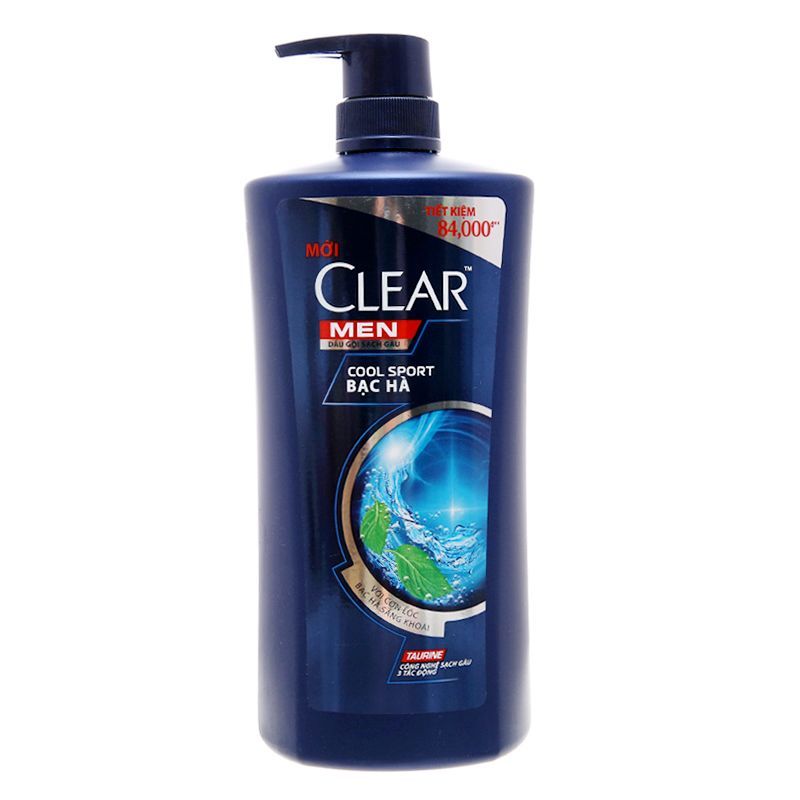  Dầu gội Clear Men sạch gàu bạc hà chai 880g 