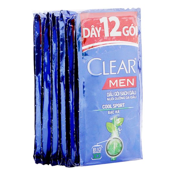  Dầu gội Clear Men sạch gàu bạc hà dây 12 gói x 5g 