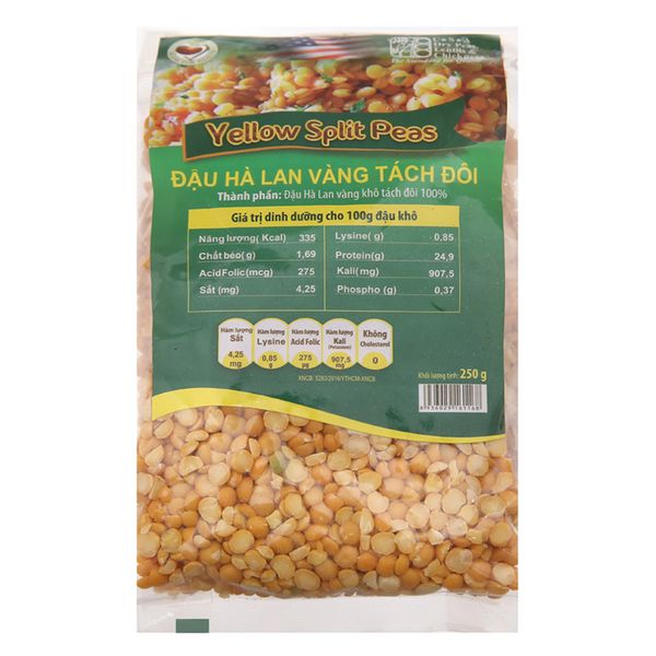  Đậu Hà Lan vàng tách đôi TMT Foods gói 250g 