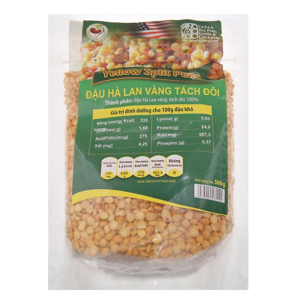  Đậu Hà Lan vàng tách đôi TMT Foods gói 500g 