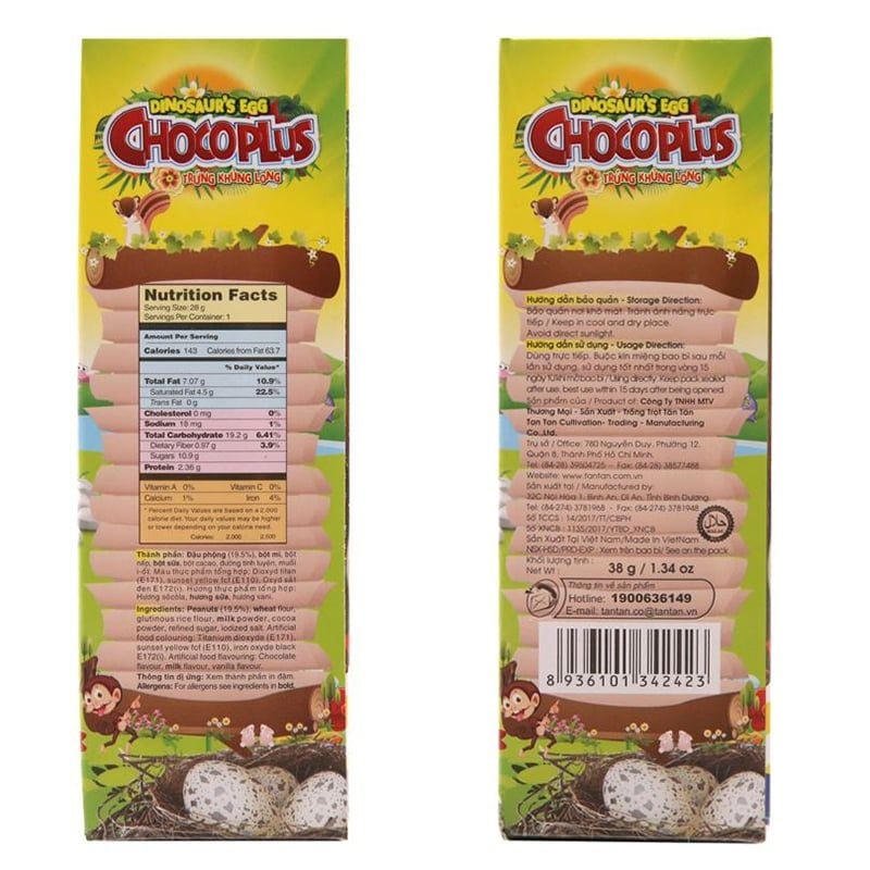  Đậu phộng trứng khủng long Chocoplus Tân Tân hộp 168g 