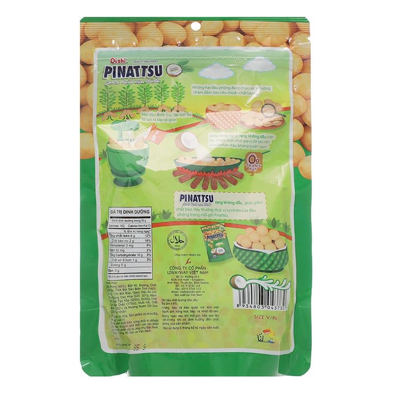  Đậu phộng vị nước cốt dừa Pinattsu Oishi gói 85g 