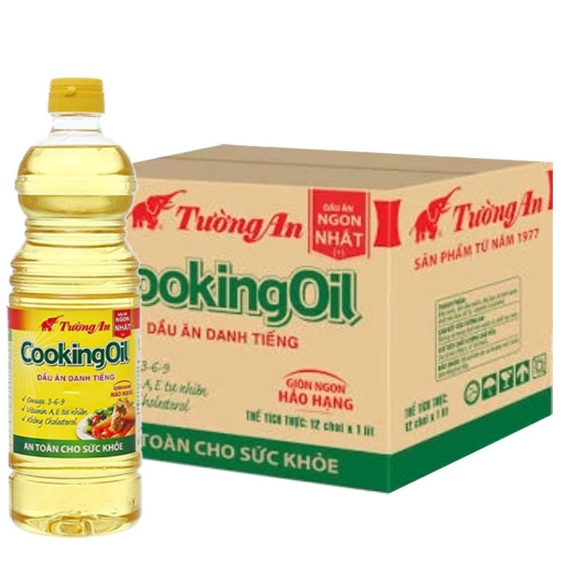 Dầu thực vật Tường An Cooking Oil thùng 12 chai x 1 lít 