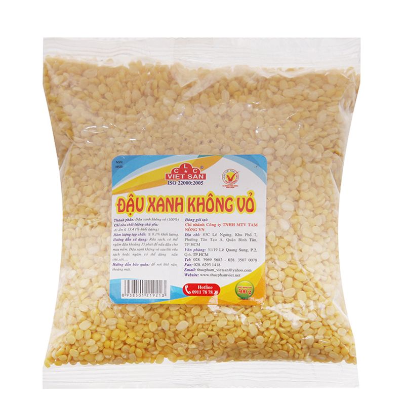  Đậu xanh không vỏ Việt San loại 1 gói 300g 