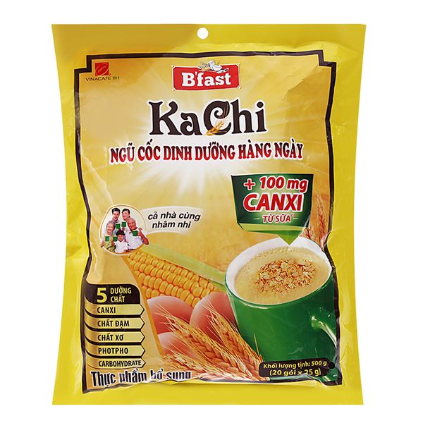  Ngũ cốc dinh dưỡng VinaCafé B'fast Kachi 20 gói x 25g bịch 500g 