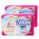  Miếng lót sơ sinh Bobby size NB2 cho bé trên 1 tháng bộ 2 gói x 60 miếng 