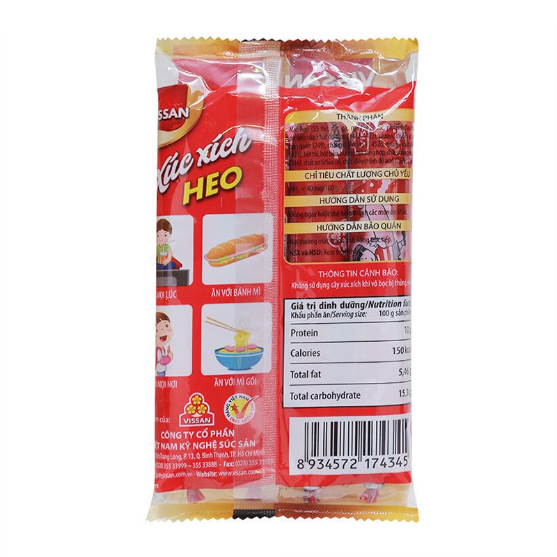  Xúc xích heo tiệt trùng Vissan 4cây x 40g gói 160g 