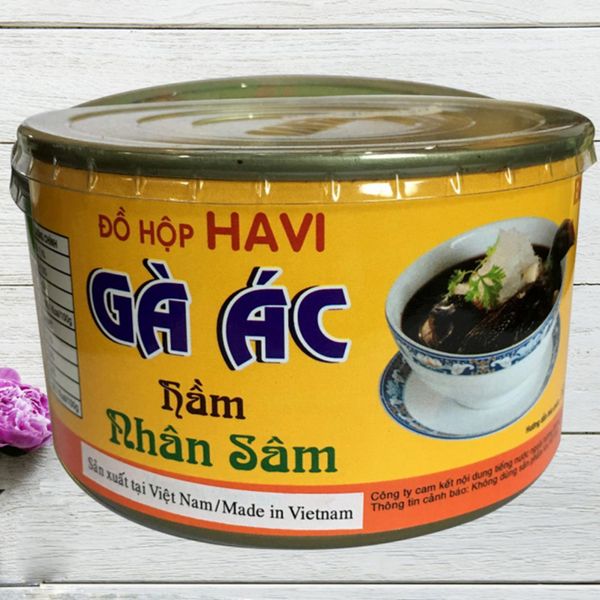  Gà ác tiềm nhân sâm Bảo Long nguyên con lon 400g 