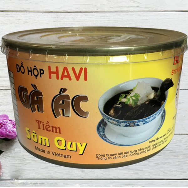  Gà ác tiềm sâm quy Bảo Long nguyên con lon 400g 