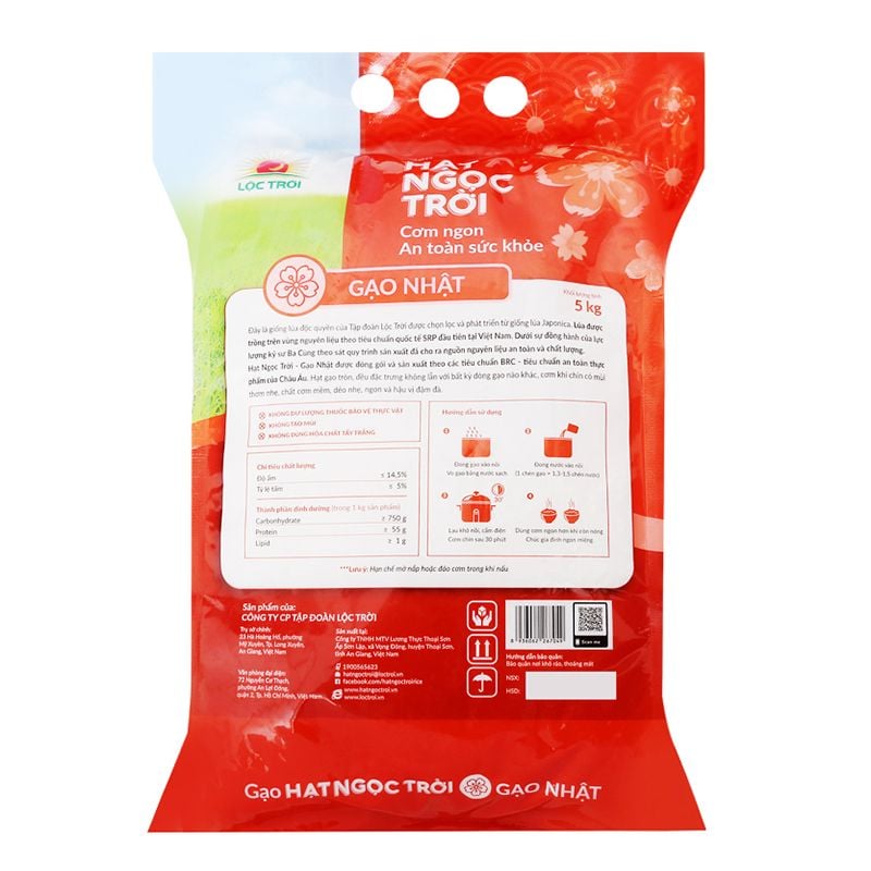  Gạo Hạt Ngọc Trời giống Nhật túi 5kg 