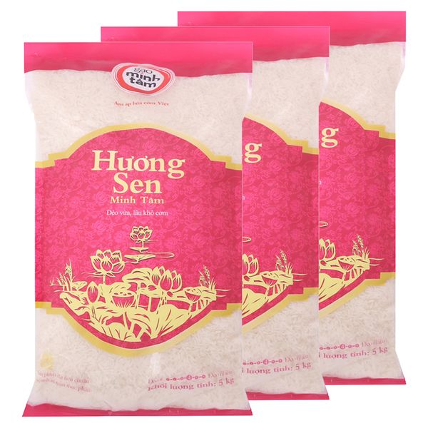  Gạo Hương Sen Minh Tâm bộ 5 túi x 5kg 