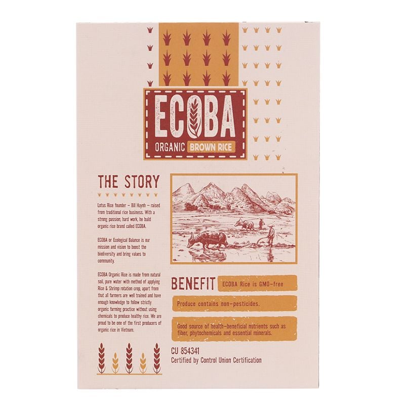  Gạo lứt nâu hữu cơ Ecoba Kim Mễ hộp 1kg 