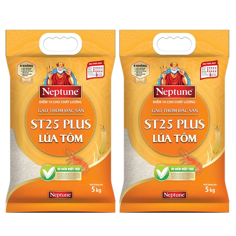  Gạo Neptune ST25 Plus Lúa Tôm thùng 5 Túi x 5Kg 